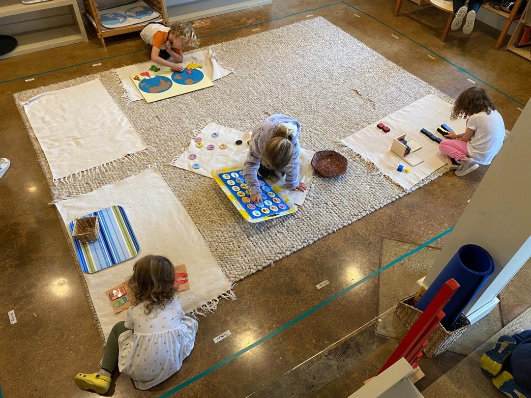 Children gathered for various learning activities